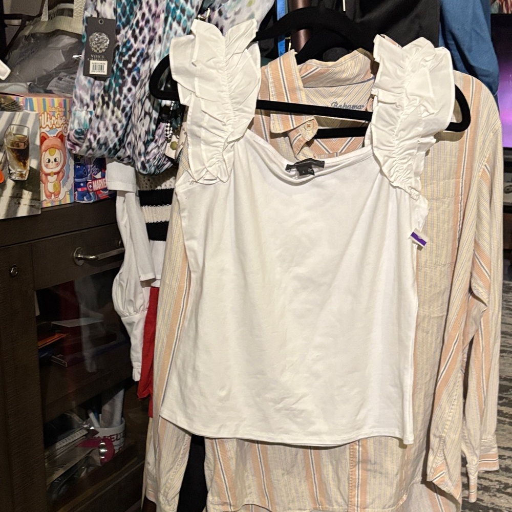 Halogen White Ruffled Tank Top - Picture 6 of 6